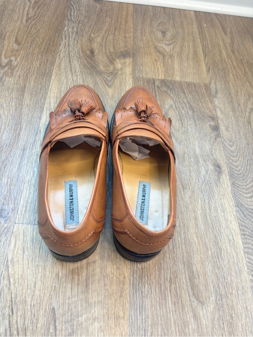 Johnston & Murphy Tan Leather Tassel Kiltie Loafers Mens Size 11 EUC - Picture 9 of 12